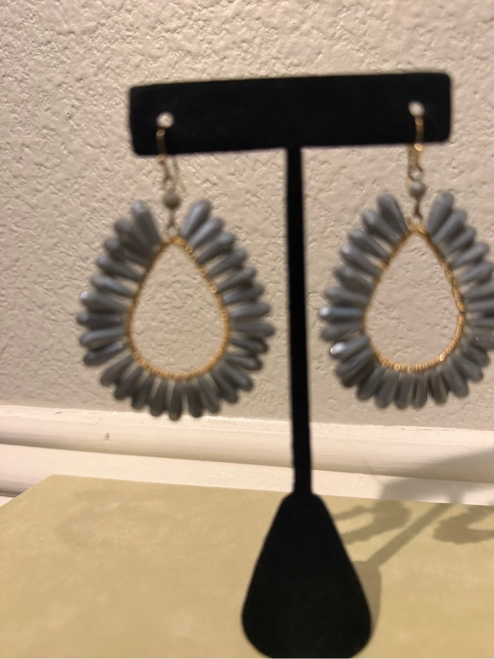 Francesca's Collections Blue Teardrop Beaded Hoop Earrings